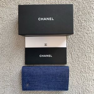 Chanel Blue Denim Sunglasses Case with Box